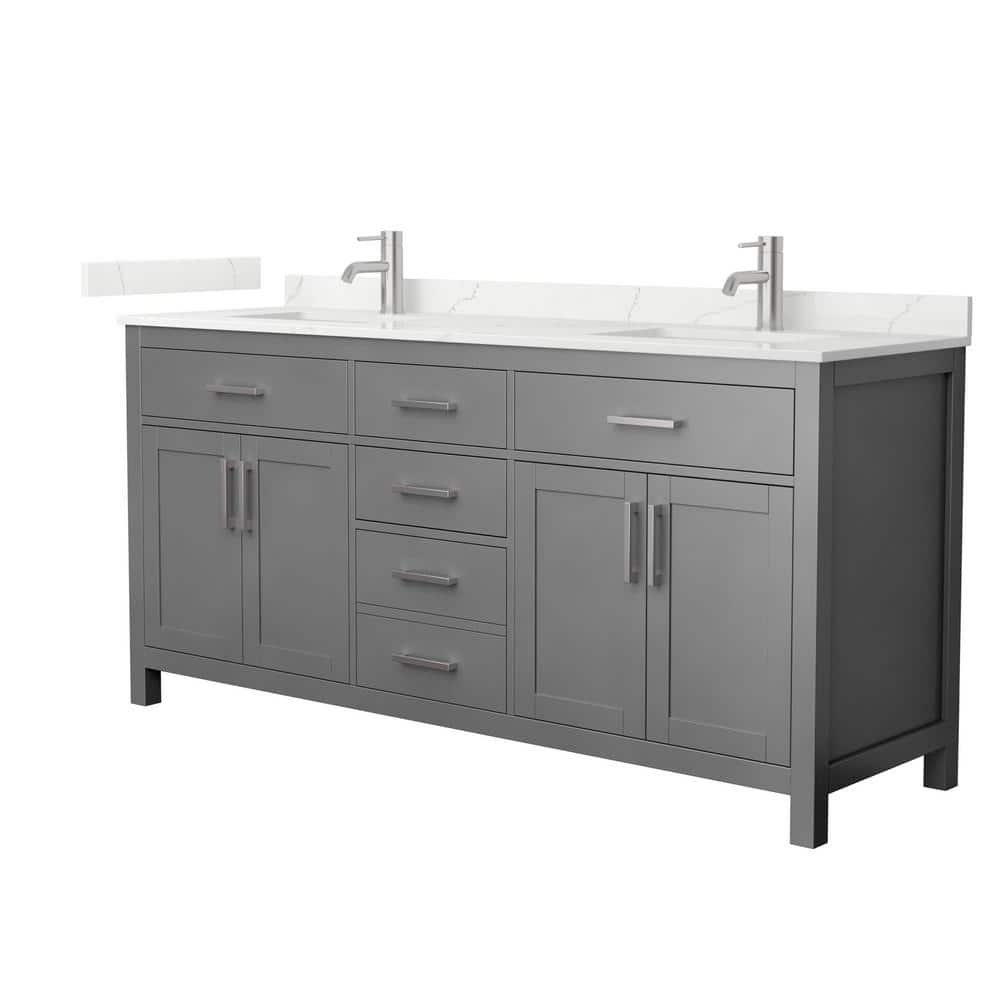 Beckett 72 in. Double Freestanding Dark Gray Bath Vanity with Giotto Quartz Top (Assembled) price history on PriceWatchPro