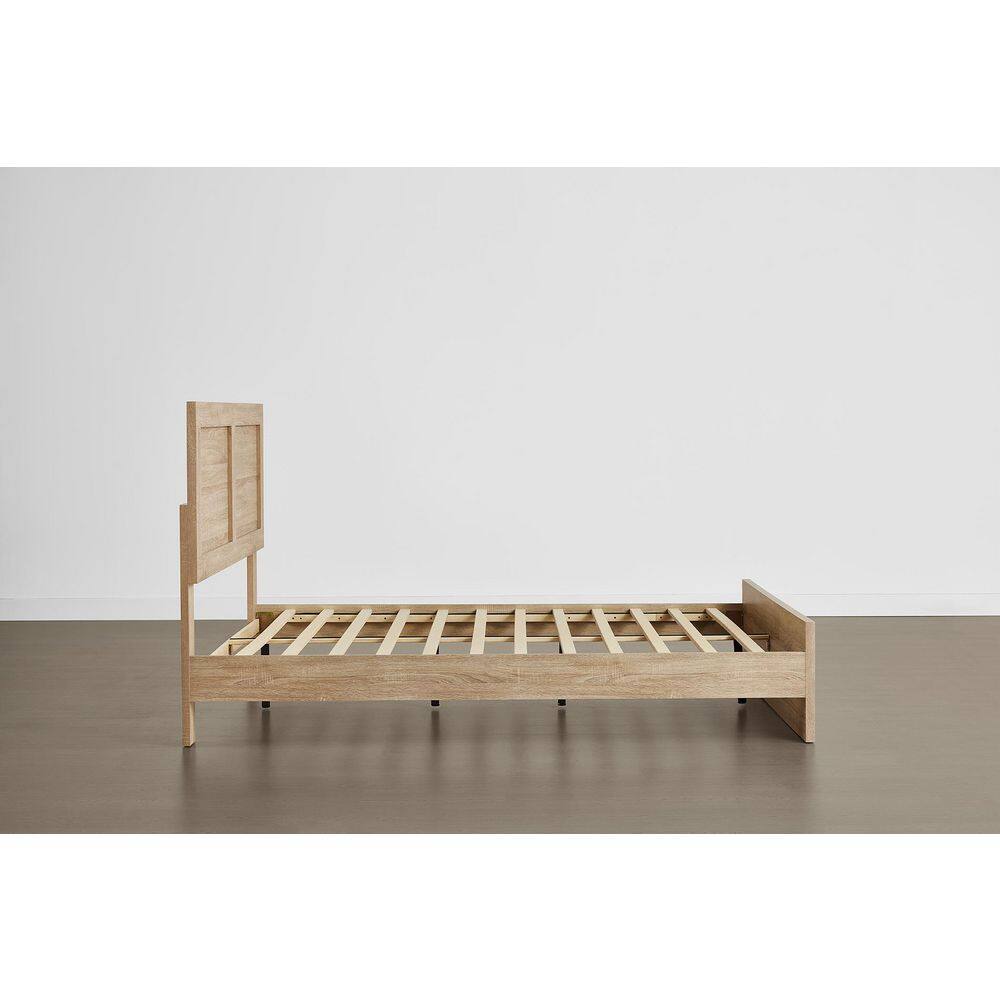 Talia Brown Wood Frame Queen Platform Bed with High Headboard Design, Solid Wood Legs, Sound-Absorbing Foam for Bedroom - thumbnail 4