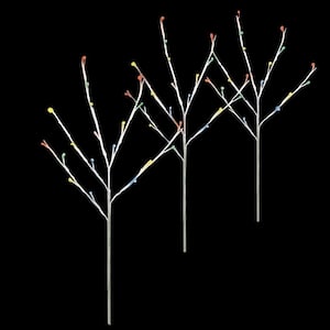 3 Count 29 in. H 60-Light Multi-Color Twinkling LED Twig Tree Pathmarkers