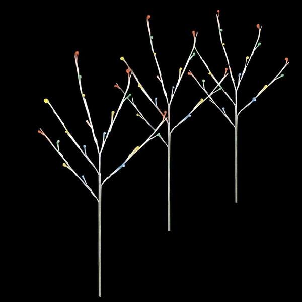 Unbranded 3 Count 29 in. H 60-Light Multi-Color Twinkling LED Twig Tree Pathmarkers