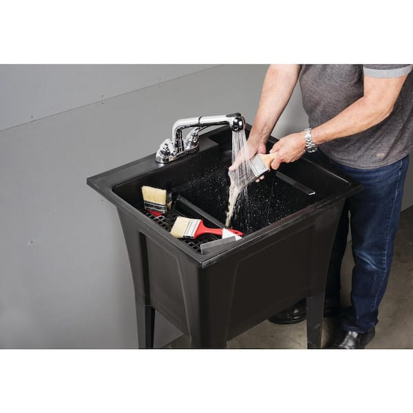 RUGGED TUB 24 in. x 22 in. Black Utility/Laundry Sink B24B-1 - The