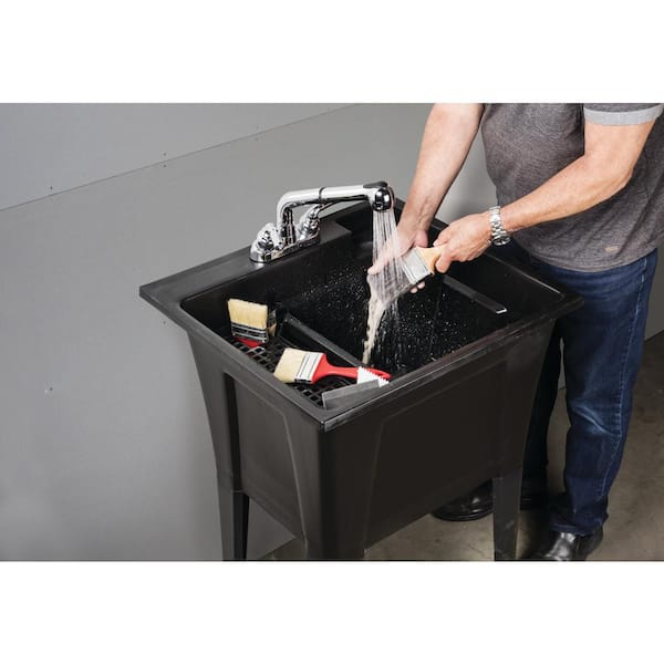 RUGGED TUB 24 in. x 22 in. Polypropylene White Laundry Sink with 2 