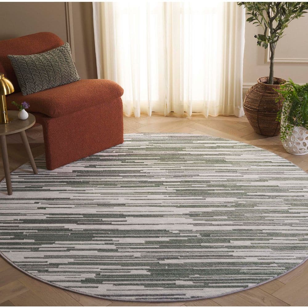 Orchard 7 ft. x 7 ft. Gray/Green Abstract Striped Round Area Rug price history on PriceWatchPro