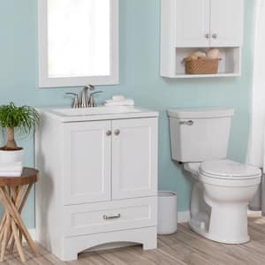 Lancaster 25 in. Single Sink White Bath Vanity with White Cultured Marble Top (Assembled)