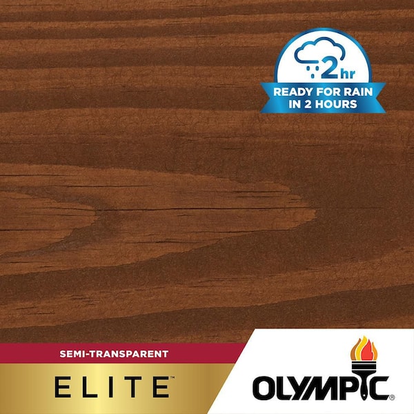 Olympic Elite 1 gal. ST-2021 Royal Mahogany Semi-Transparent Exterior Stain and Sealer in One Low VOC
