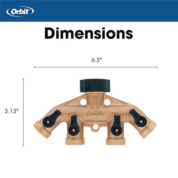 Heavy-Duty Brass 4-Way Shut-Off Hose Faucet Manifold Hose Connector