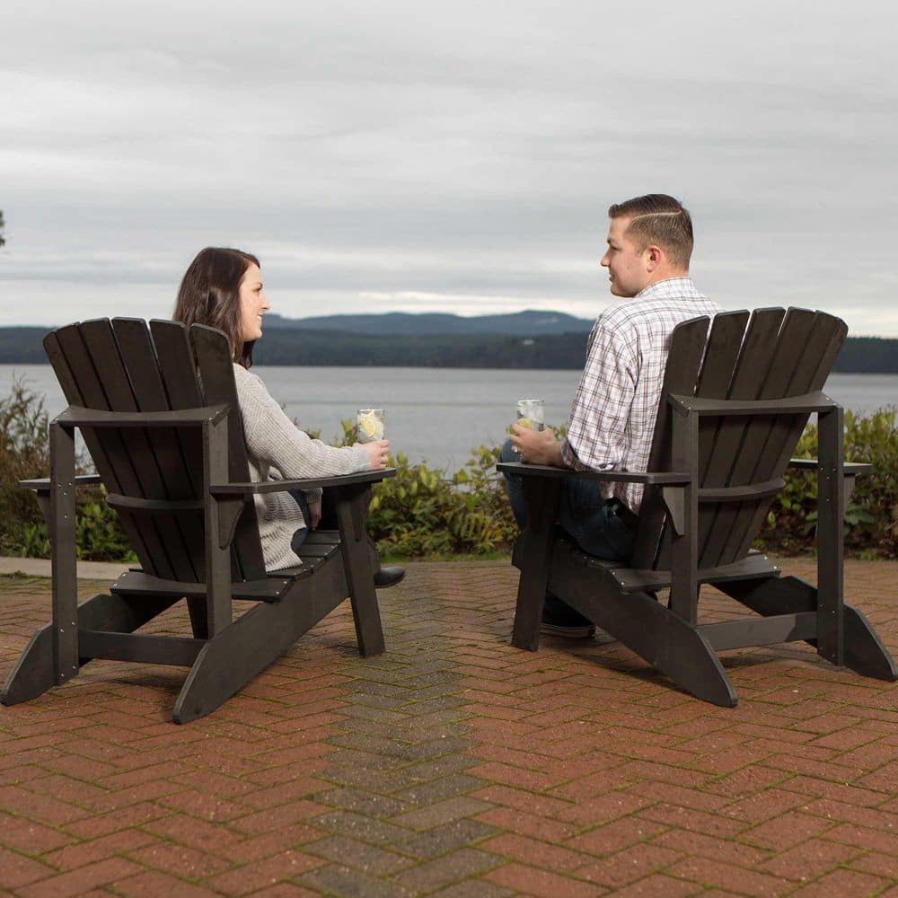 Black Composite Adirondack Chair with Arms and UV Protection