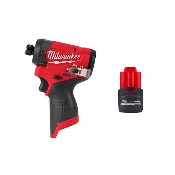 Milwaukee M12 FUEL 12V Lithium-Ion Brushless Cordless 1/4 in. Hex Impact Driver w/CP High Output 2.5 Ah Battery Pack