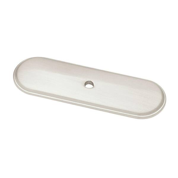 Liberty 3 in. Satin Nickel Raised Oval Cabinet Knob Backplate