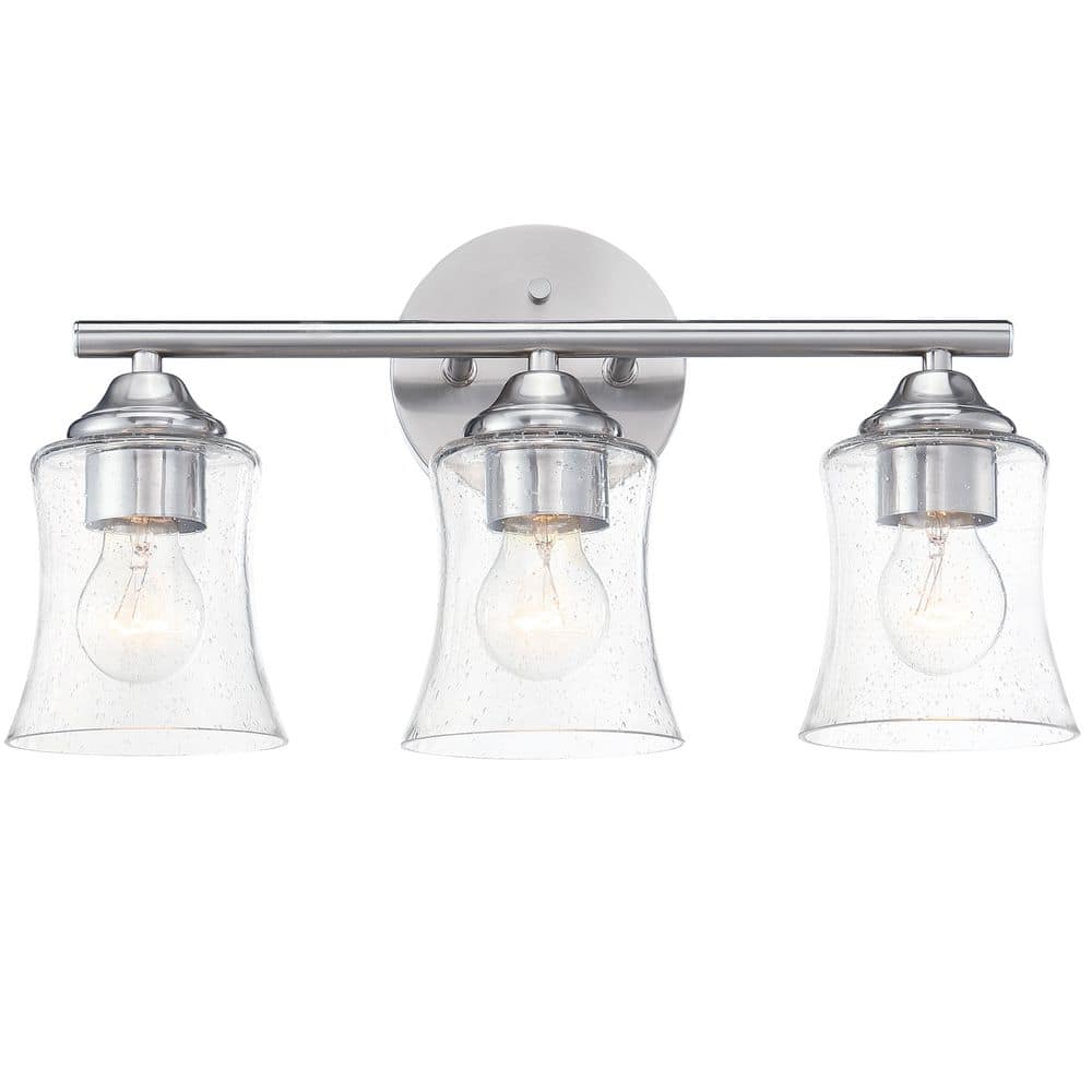 17.69 in. 3-Light Brushed Nickel Bathroom Vanity Light with Seeds Glass Shades price history on PriceWatchPro