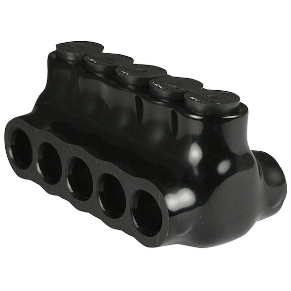 14-2 AWG Multi Tap Connector Insulated Dual Side Entry 5 Ports, Black