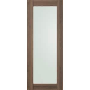 Vona 207 18 in. x 80 in. No Bore Full Lite Frosted Glass Pecan Nutwood Finished Composite Wood Interior Door Slab