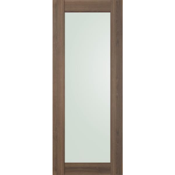 Belldinni Vona 207 24 in. x 80 in. No Bore Full Lite Frosted Glass Pecan Nutwood Finished Composite Wood Interior Door Slab