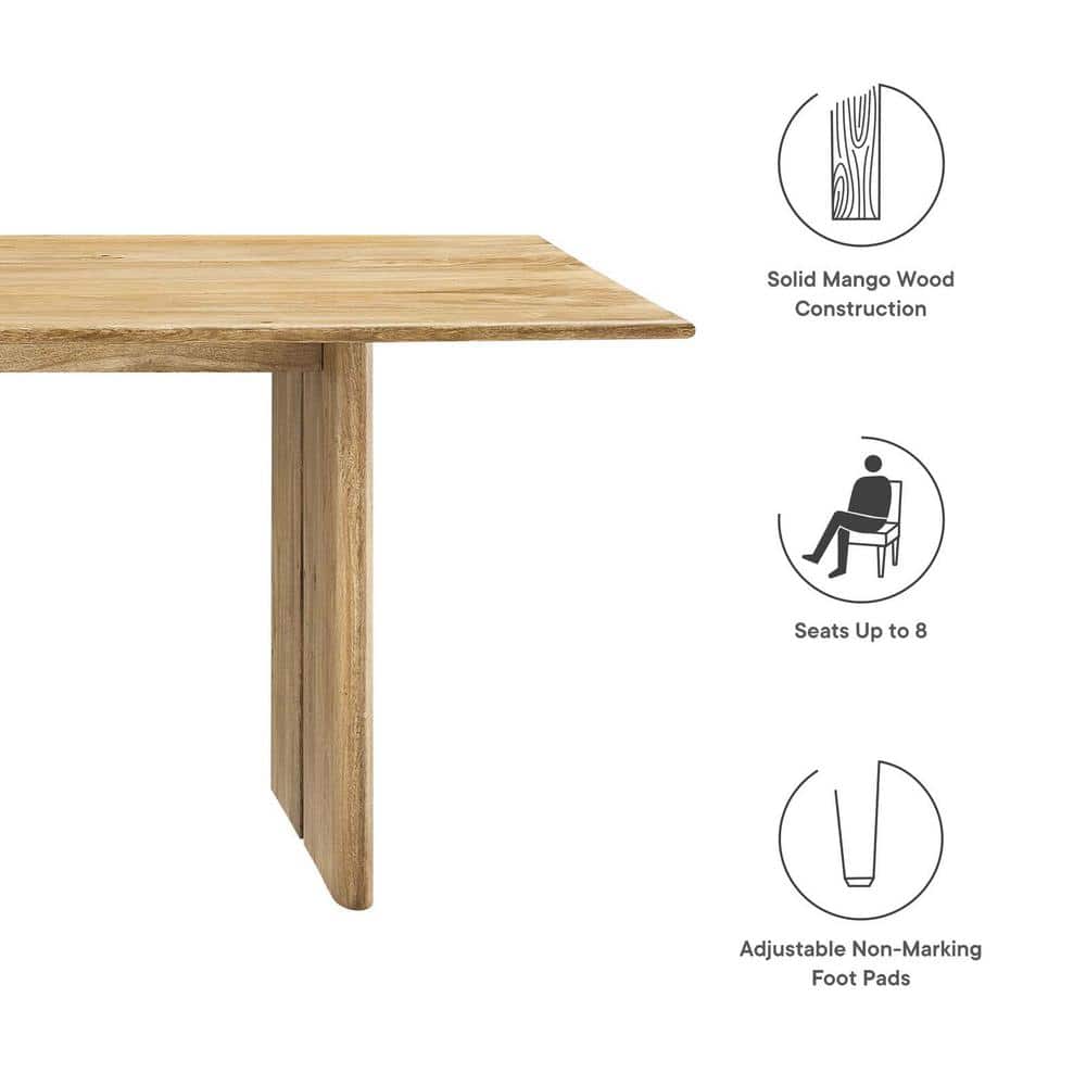 Amistad 86" Oak Mango Wood Farmhouse Dining Table