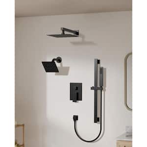 3-Spray Patterns 2.5 GPM 10, 6 in. Dual Shower Head Wall Mount Fixed Shower Head with Handheld In Matte Black