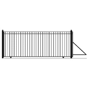Madrid Style 18 ft. x 6 ft. Black Steel Single Slide Driveway Fence Gate
