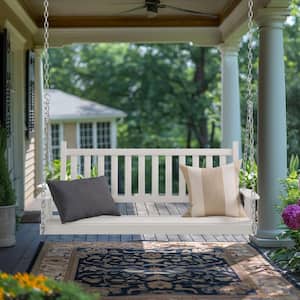 5 ft. Wood Patio Porch Swing Outdoor With Chains and Curved Bench, White