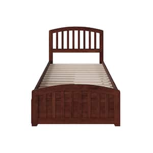 Richmond Walnut Twin XL Solid Wood Storage Platform Bed with Matching Foot Board with 2 Bed Drawers
