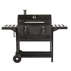 30 in. Charcoal Grill in Black with Storage Cabinet and Shelves