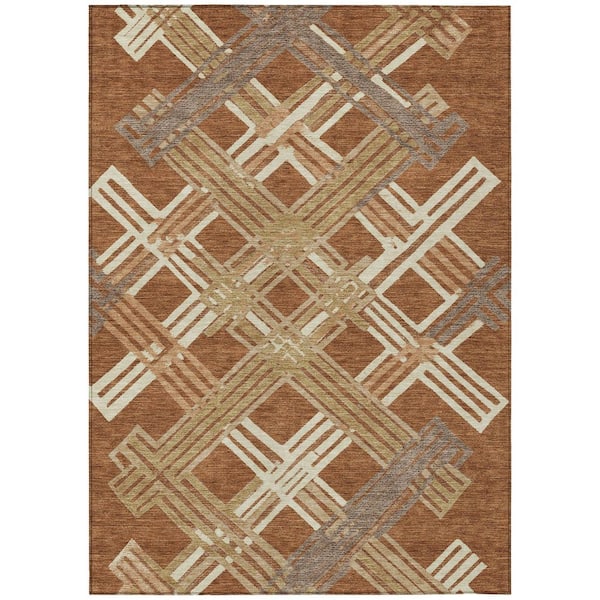 Chantille Machine Washable Indoor/Outdoor Abstract ACN2452 Paprika 3 ft. x 5 ft. Area Rug