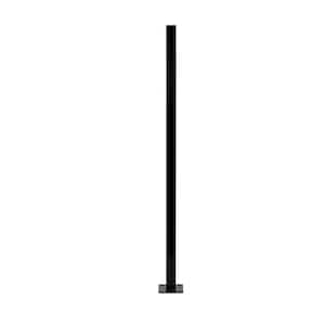 Versai 2 in. x 2 in. x 4 ft. Gloss Black Steel Fence Post with 5 in. Base Plate