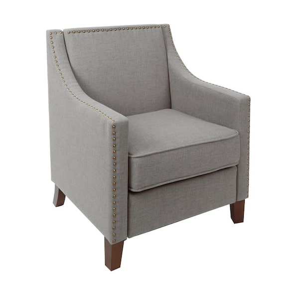 Silverwood Furniture Reimagined Stevenson Light Grey Sloped Arm Upholstered Club Chair with Nailhead Trim