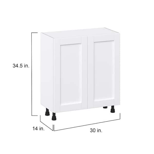 J COLLECTION Mancos Bright White Shaker Assembled Shallow Base Kitchen Cabinet with 2-Doors (24 in. W x 34.5 in. H x 14 in. D)