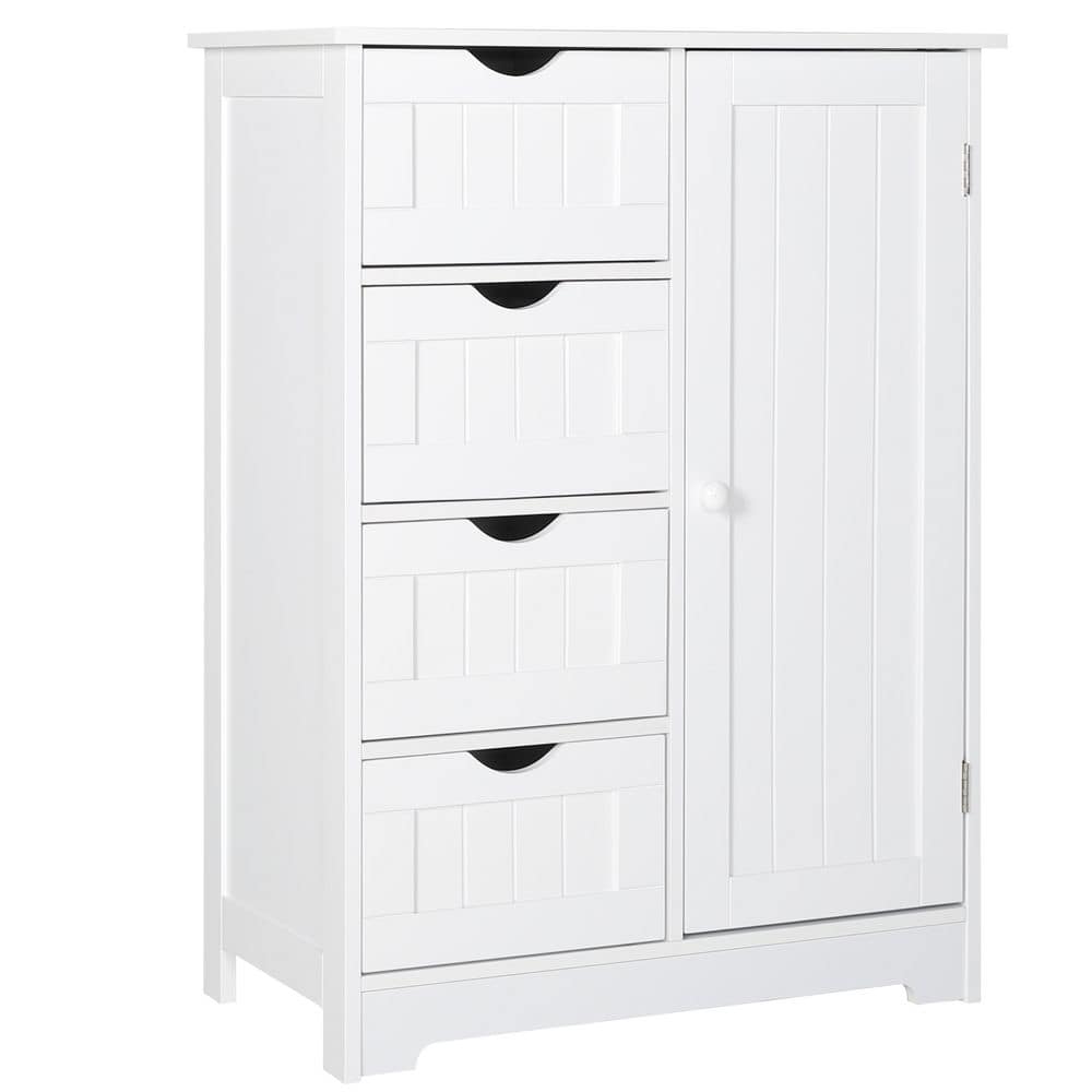 VEIKOUS Bathroom Storage Cabinet with1 Door and 4 Drawers, Small  Freestanding Floor Cabinet Cupboard for Bathroom, Entryway and  Bedroom,White…