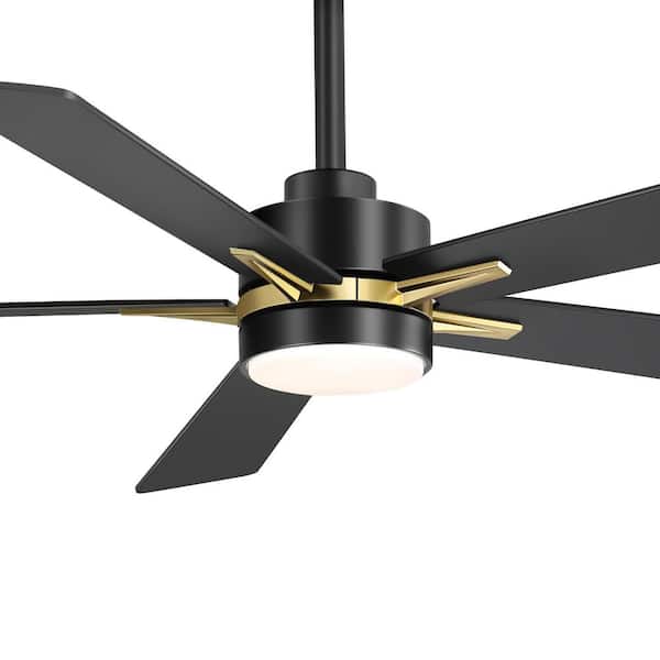 Charlie 52 in. Integrated LED Indoor All-Black Ceiling Fan with Light and Remote Control Included