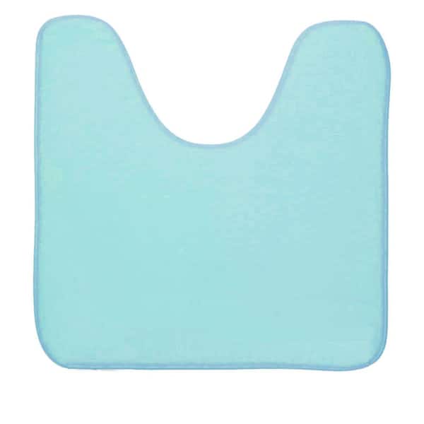 Unbranded Aqua Blue 20 in. x 20 in. Solid Color Microfiber Contour Bath Mat