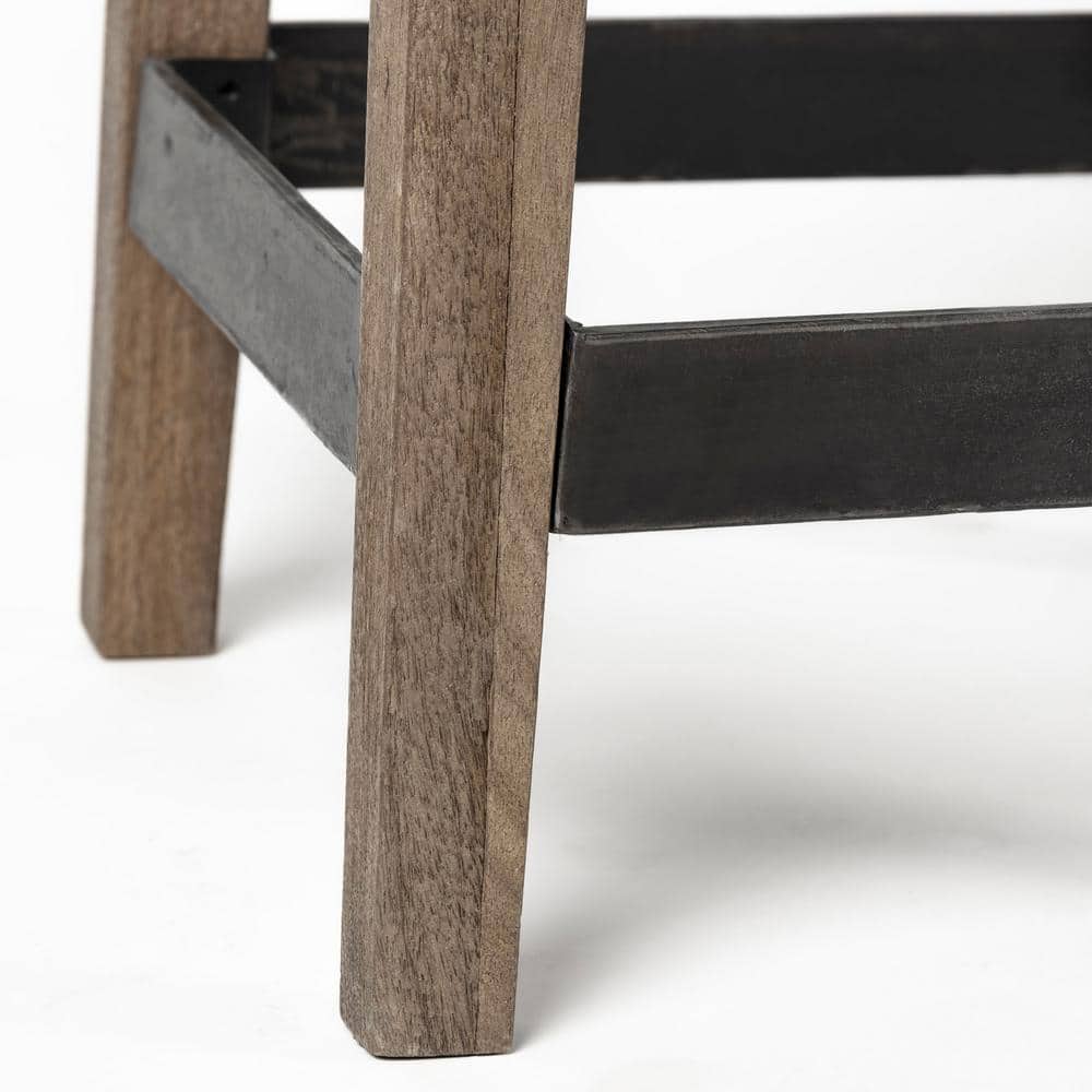 Nell Adjustable Light Brown Mango Wood Bar Stool with Metal Base