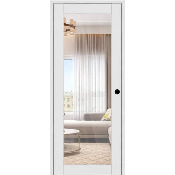 Paola 207 DIY-Friendly 24 in. x 80 in. Clear Glass Left-Handed Bianco Noble Wood Single Prehung Interior Door