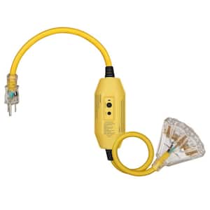 3 ft. 12/3 Heavy Duty SJTW Automatic GFCI Indoor/Outdoor Extension Cord, Yellow