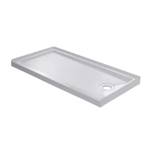 60 in. L x 36 in. W Alcove Shower Pan Base with Right Drain in White