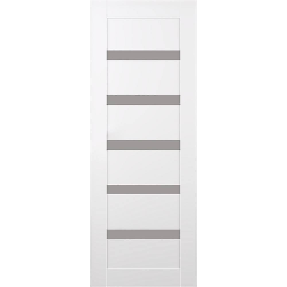 Leora Snow White Composite Wood and Frosted Glass Interior Door Slab