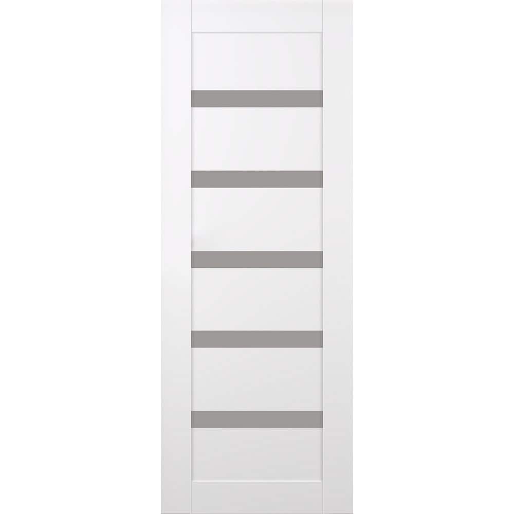 Leora 24 in. x 96 in. No Bore 7-Lite Frosted Glass Snow White Prefinished Composite Wood Interior Door Slab price history on PriceWatchPro