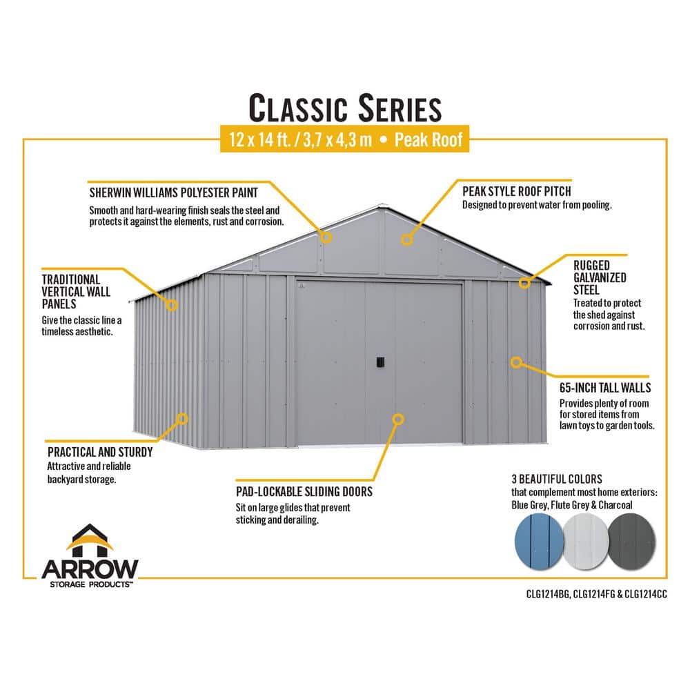 12 ft x 15 ft Blue Grey Steel Storage Shed