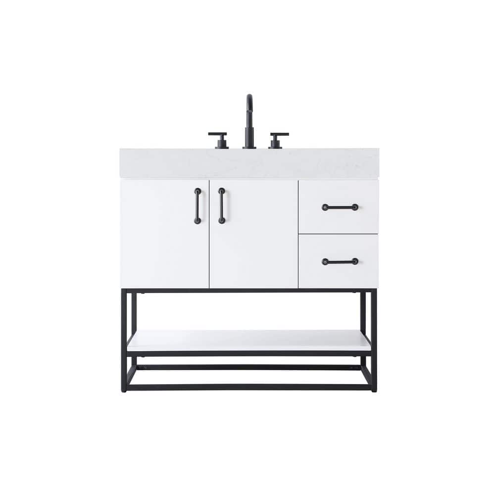 36 in. Single Sink White Bath Vanity with White Engineered Marble Top price history on PriceWatchPro
