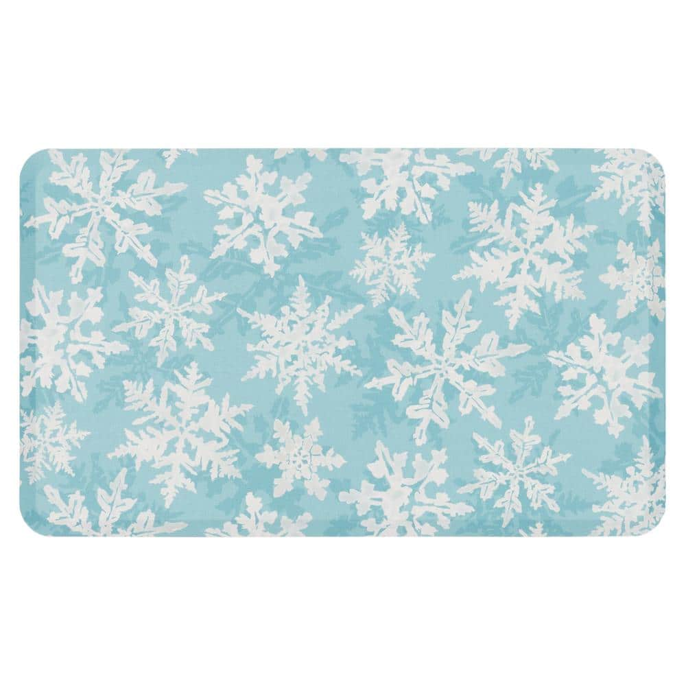 Mohawk Home Holiday Flakes Teal 1 ft. 8 in. x 3 ft. 6 in. Kitchen Mat ...