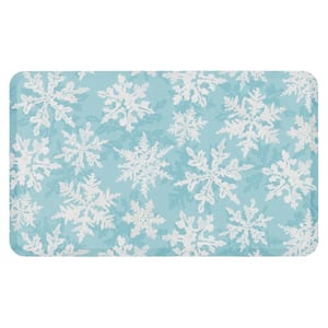 Holiday Flakes Teal 1 ft. 8 in. x 3 ft. 6 in. Kitchen Mat