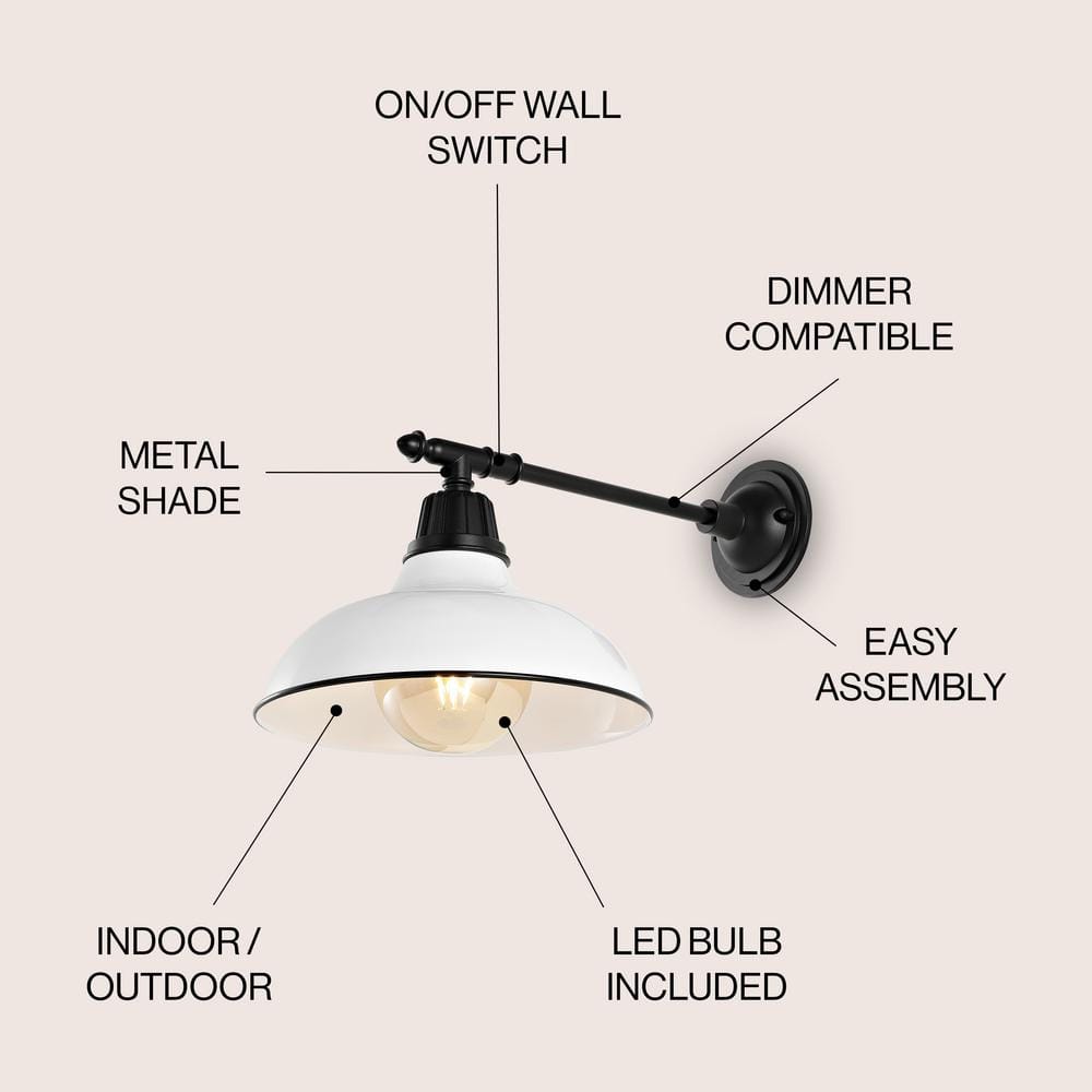 Wallace Satin White 12.25" Iron LED Dimmable Outdoor Sconce