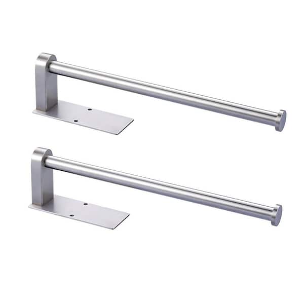 Stainless Steel Wall Mount Drilling Kitchen Bathroom Paper Towel Holder Under Cabinet in Brushed Nickel (2-Pack)