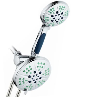 Antimicrobial 48-Spray 6 in. High Pressure 3-Way Dual Rain Shower Head & Handheld Shower Head Combo in Chrome