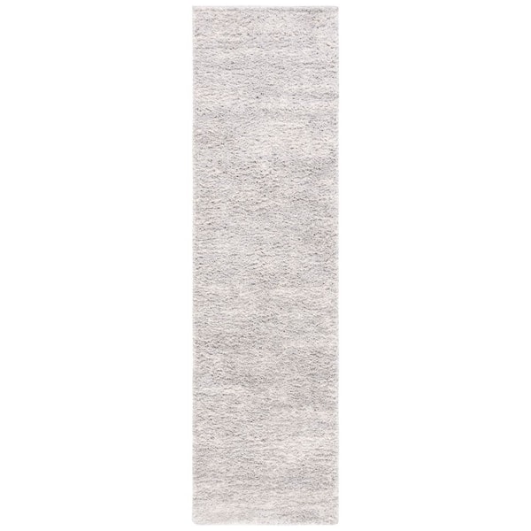 Berber Shag 2 ft. x 12 ft. Gray/Ivory 2-Toned Solid Runner Rug