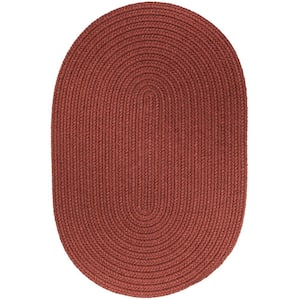 Texturized Solid Lt. Brown Poly 8 ft. x 11 ft. Oval Braided Area