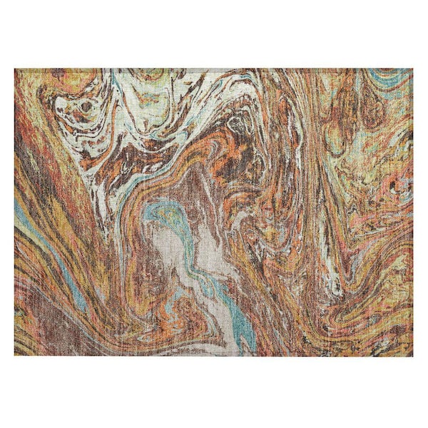 Chantille Machine Washable Indoor/Outdoor Abstract ACN1061 Khaki 1 ft. 8 in. x 2 ft. 6 in. Area Rug