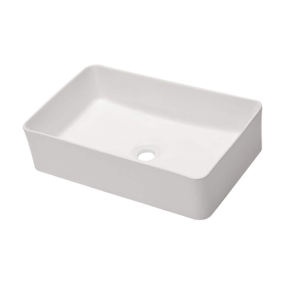 JimsMaison White Ceramic Rectangle Vessel Sink JMLDBS14-21W - The Home ...