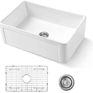 33 in. Farmhouse Ceramic Single Bowl in white Kitchen Sink