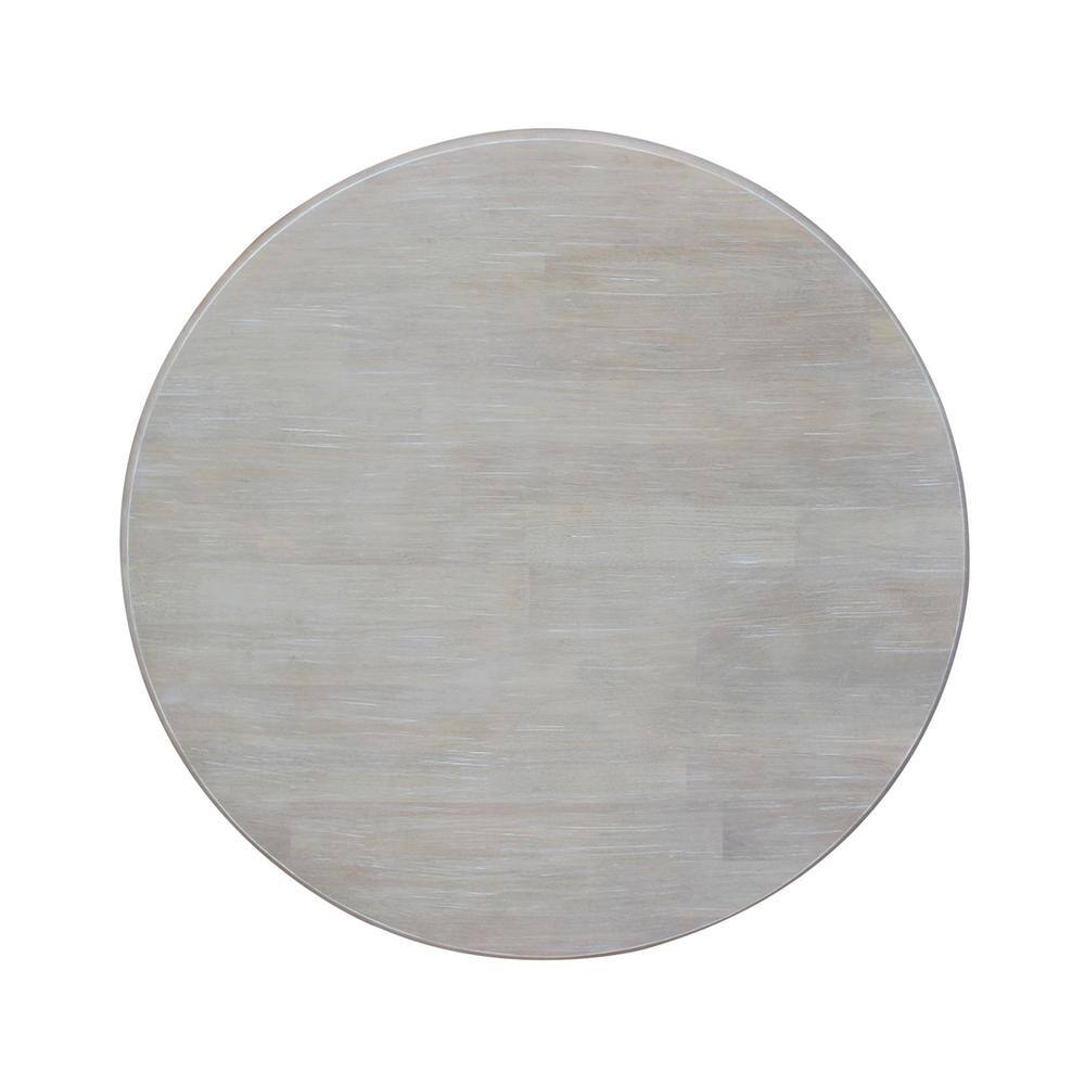 Washed Gray Taupe 36" Round Wood Pedestal Counter Table