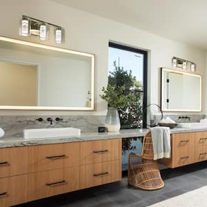 2-Light Modern Wall Sconce Bathroom Mirror Lighting 3000/4000/6000K LED Vanity Light with Glass Shade, Rose Gold